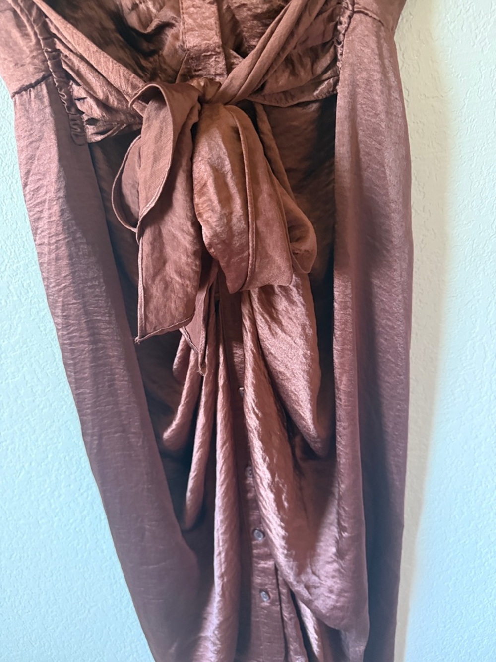 Steve Madden Rust-Brown Midi Shirt Dress with Tie Waist - Picture 4 of 7